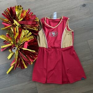 Girls San Francisco 49ers cheerleader dress & Pom poms